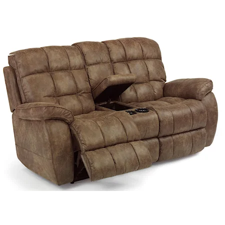 Casual Power Reclining Loveseat with Center Console